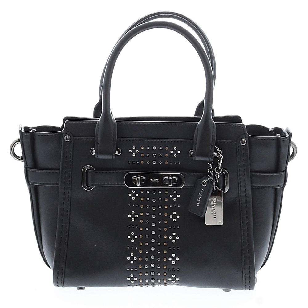 Coach Swagger 27 / Crossbody — Black Leather — Stud Details ✨